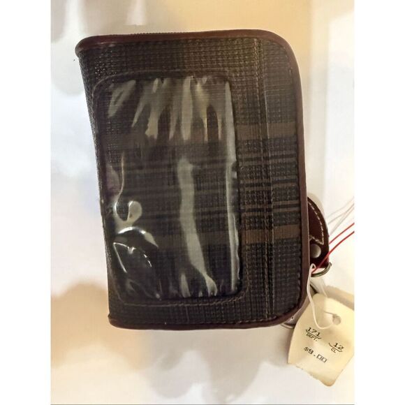 Esprit Women's Stripe Zip Around Compact Coin Wallet Purse Brown NWT - Picture 5 of 9